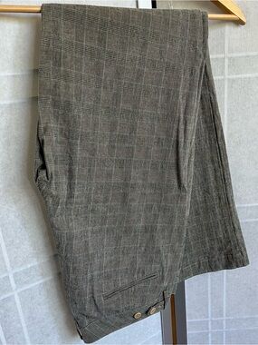 Eddie Bauer Vashon Fit Pants Grey Check Aqua Accent Size 8 Straight Leg